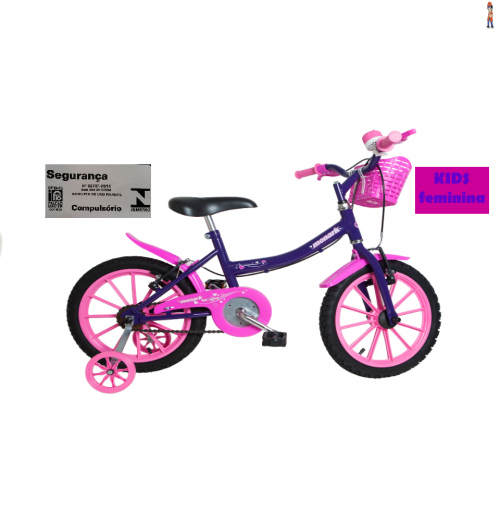 Bicicleta Monark kids masculina aro 16 violeta rosa