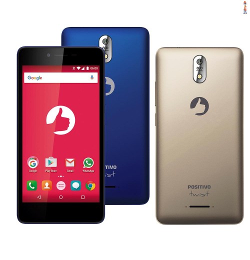 Smartphone Positivo Twist 4G S520 Azul com Dual Chip, Tela 5”, Android 6.0, Câmera 8MP, 4G, Wi-Fi, Bluetooth e Processador Quad-Core de 1.0 Ghz