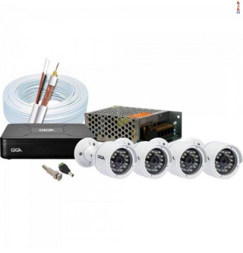 Kit Cftv Dvr 4 Canais Gs0082 + 4 Câmeras Bullet Gs0016 Giga