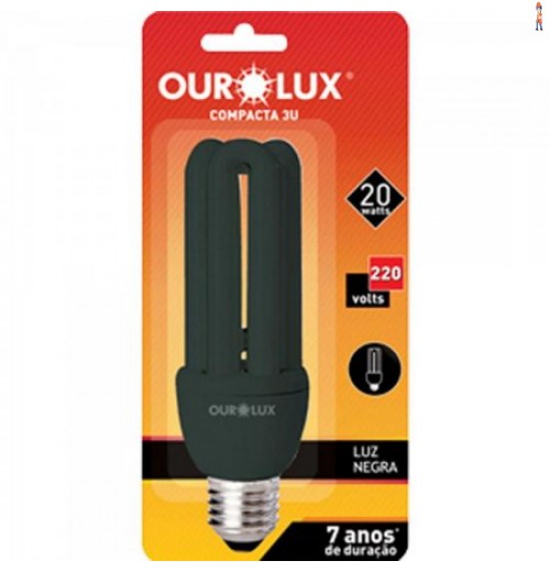 Lâmpada Compacta Luz Negra 3U 20W 220V Ourolux