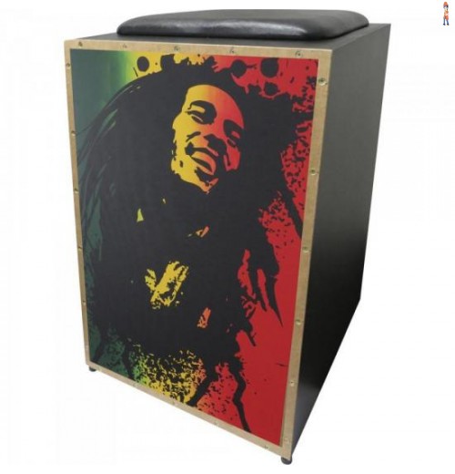Cajon Acústico Inclinado Profissional K2 Cor-002 Bob Marley Jaguar