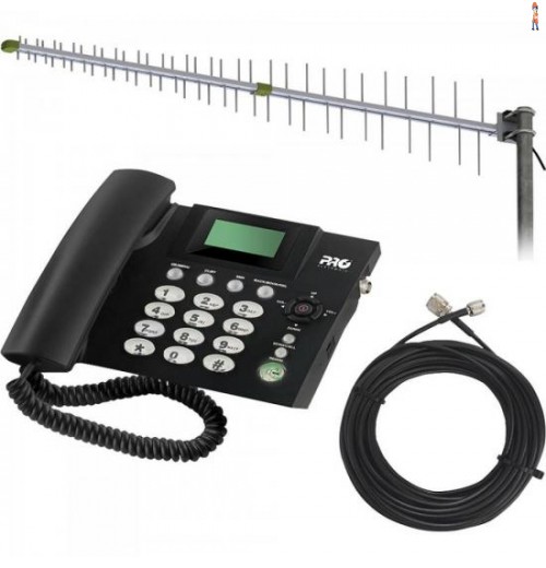 Kit Telefone Celular Fixo Proks-50100 + Antena Pqag-4015 + Cabo 12Mm Proks-5040 Preto Proeletronic
