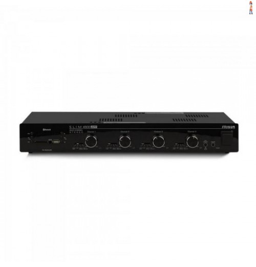 O Amplificador Slim 4500 App Multi-Channel Possui 480 Watts Rms De Potência (4 Canais De 120 W Rms) E É Ideal Para Grandes Ambientes. Possibilita Comando De Funções Via Aplicativo Frahm. Possui Conexão Usb, Sd Card, Auxiliar (Rca), Entrada De Microfone Ba