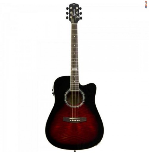 Violão Eletroacústico Dreadnought Folk Cutaway Aço Gf-1D Ceq Brown Red Burst Giannini