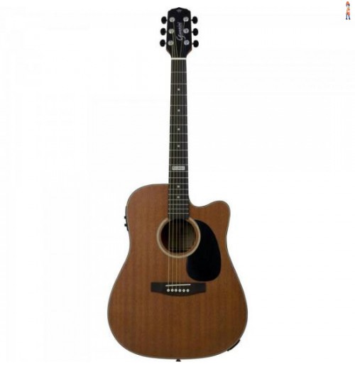 Violão Eletroacústico Dreadnought Folk Cutaway Aço Gf-1D Ceq Walnut Satin Giannini