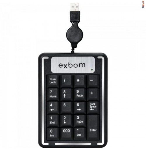 Teclado Numérico Usb Cabo Retrátil Bk-N20 Preto Exbom