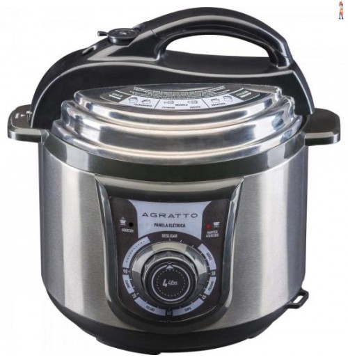Panela De Pressão Elétrica 127V Pe01 Cinza/Preta Agratto