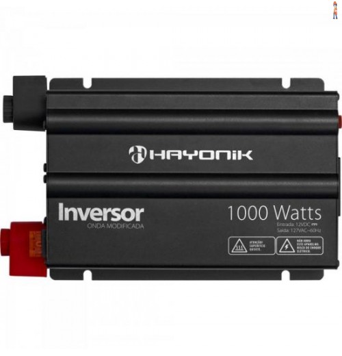 Inversor 1000W 12Vdc/127V Onda Modificada Cinza Escuro Hayonik