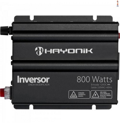 Inversor 800W 12Vdc/220V Onda Modificada Cinza Escuro Hayonik