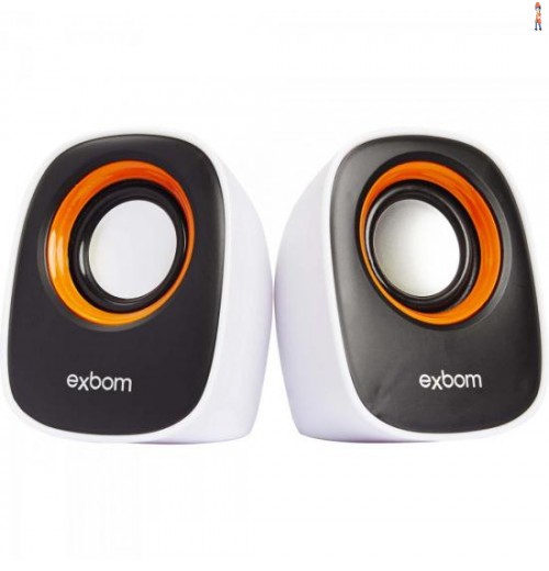 Caixa Multimídia 2.0 5W Rms Cs-89 Branca/Preta/Laranja Exbom