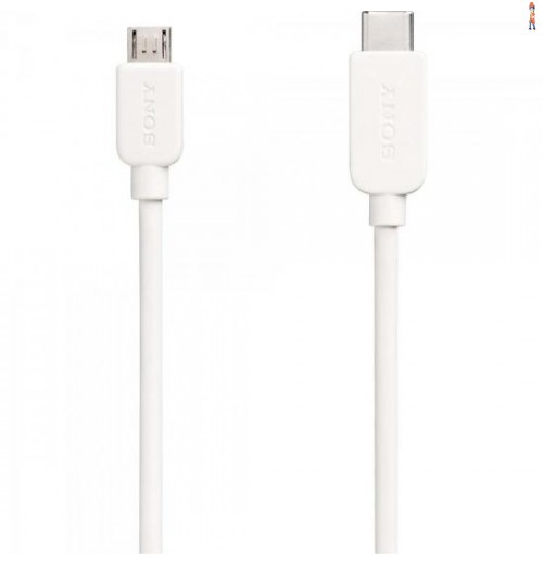 Cabo De Transferência E Carregamento Usb Tipo C Micro Usb Cp-Cb100 1M Branco Sony