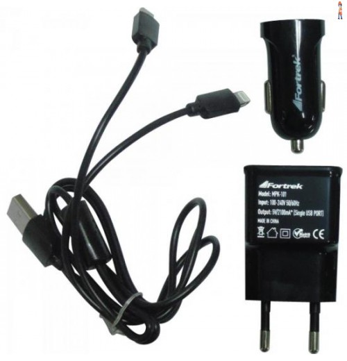 Kit Carregadores De Energia Usb 12V/Bivolt Mpk-101 Preto Fortrek
