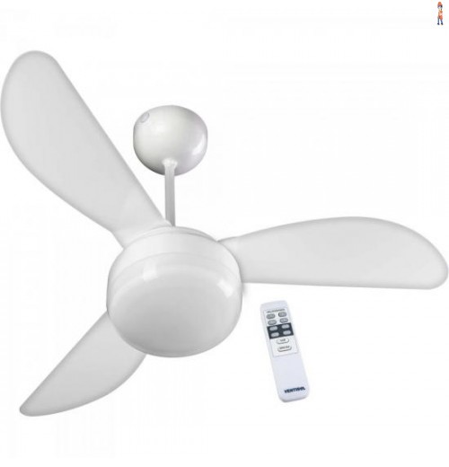 Ventilador De Teto 3 Pás 127V Com Controle Fenix Branco Ventisol