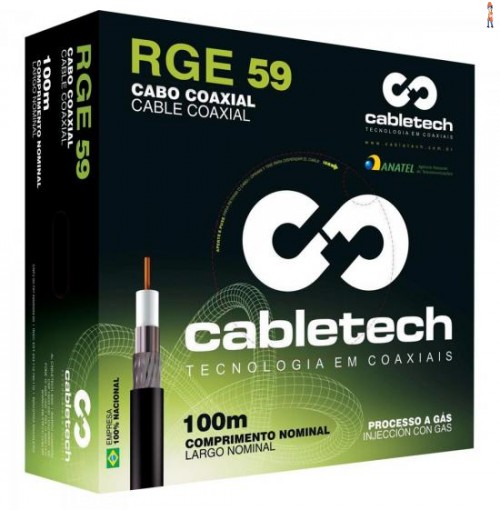 Coaxial Rge 59 67% Branco Rolo 100M Cabletech