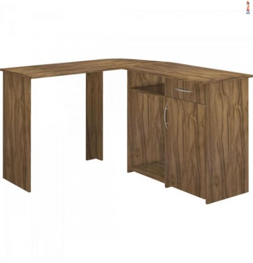 Mesa Para Computador Em "L" Kit Union Nogal Multivisão