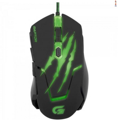 Mouse Gamer Usb 3200Dpi Raptor Om-801 Preto/Verde Fortrek