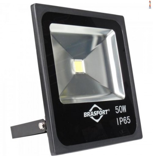 Refletor De Led 50W 6500K Bivolt Slim Preto Brasfort