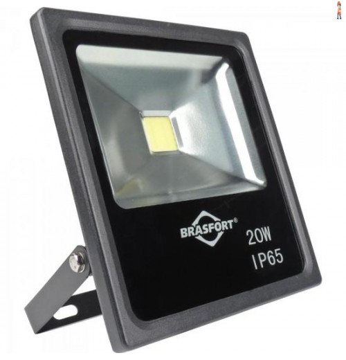 Refletor De Led 20W 6500K Bivolt Slim Preto Brasfort