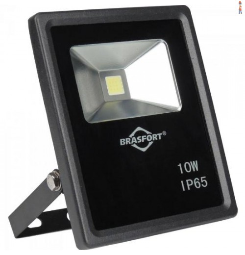 Refletor De Led 10W 6500K Bivolt Slim Preto Brasfort