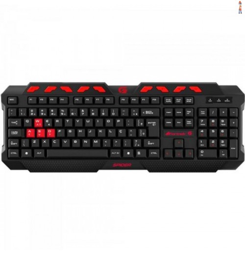 Teclado Gamer Multimídia Spider Gk-704Bk Preto/Vermelho Fortrek