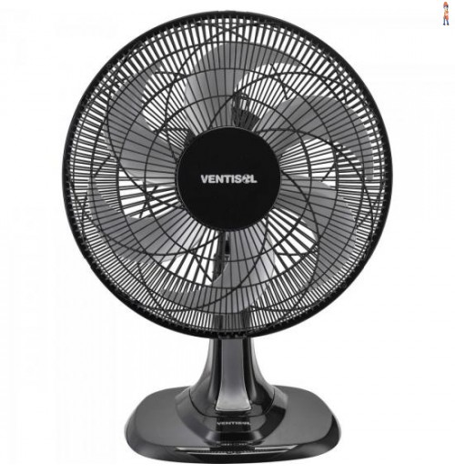 Ventilador De Mesa 40Cm Com 6 Pás 127V Turbo 6 Preto/Cinza Ventisol