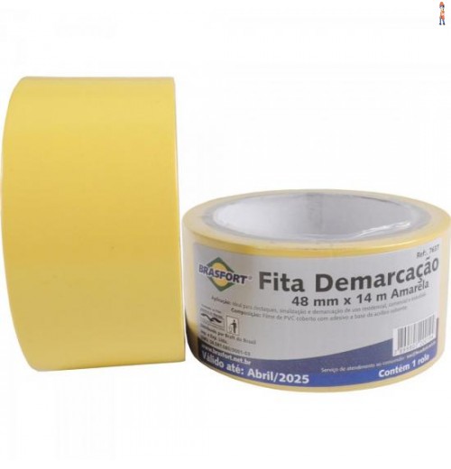 Fita Demarcação De Solo 48Mm X 14M Amarela Brasfort