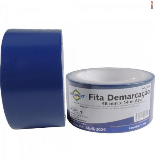 Fita Demarcação De Solo 48Mm X 14M Azul Brasfort