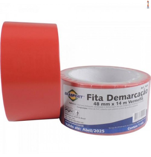 Fita Demarcação De Solo 48Mm X 14M Vermelha Brasfort