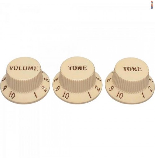 Set De Knobs Para Guitarra Stratocaster Vtt Branco Envelhecido Fender