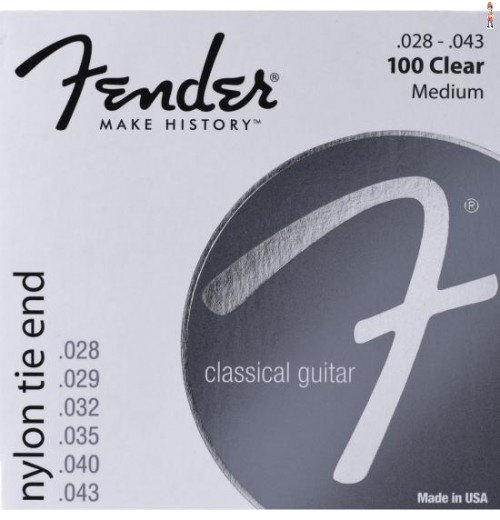 Encordoamento Para Violão Nylon 0.028 100 Clear Prata Pura Fender