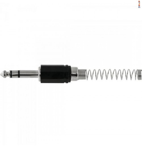 Conector P10 Macho Estéreo Liga De Zinco Hj019S Preto Hyx