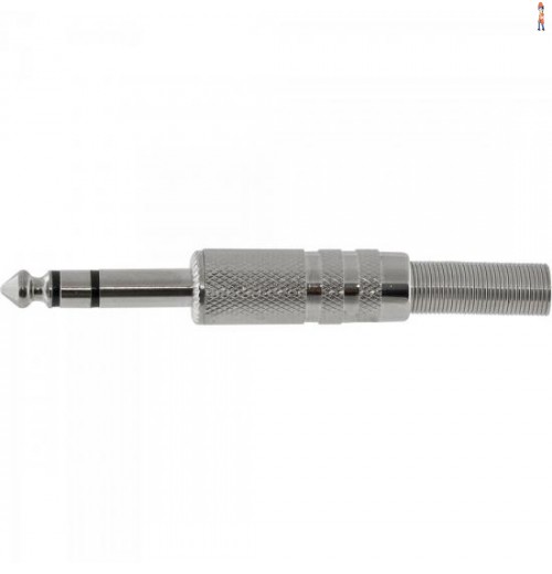 Conector P10 Macho Estéreo Niquelado Hj011S Prata Hyx