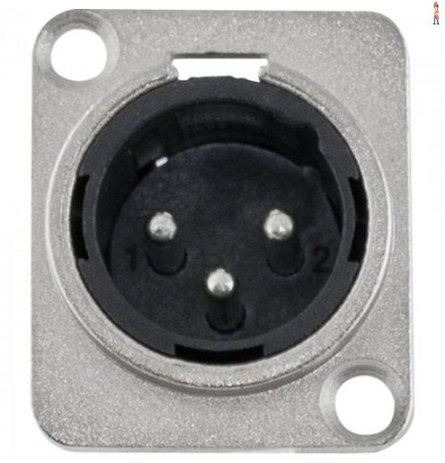 Conector Xlr Macho Painel 3 Pólos Niquelado Hx048M Hyx