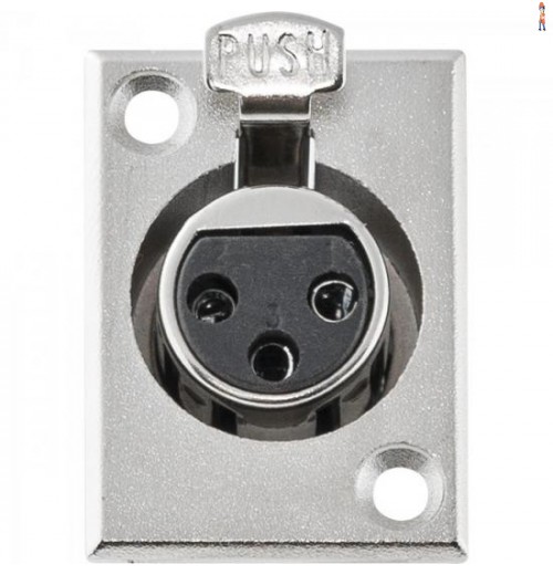 Conector Xlr Fêmea Painel 3 Pólos Com Trava Niquelado Hx039F Hyx