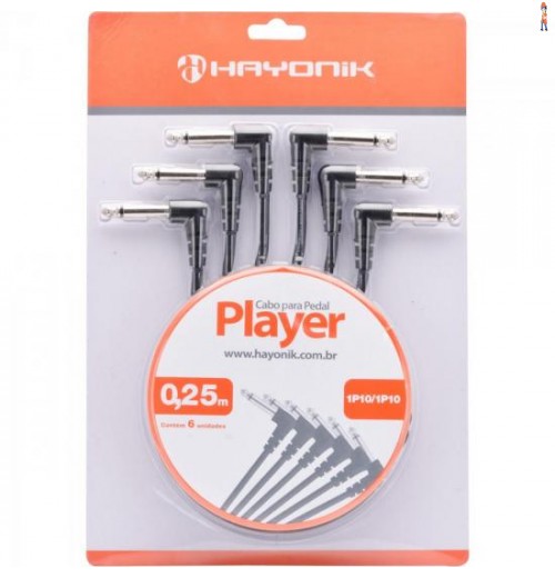 Cabo Para Pedal P10 Mono 90° 25Cm Player Preto Hayonik