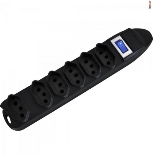 Filtro De Linha 6 Tomadas 2P+T Pst-101 Preto Fortrek