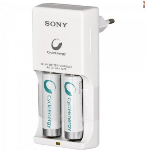 Carregador De Pilha Com 2 Pilhas Aa 1000Mah Bcg34Hw2 Bivolt Branco Sony