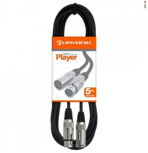 Cabo Para Microfone Xlr(F) X Xlr(M) 5M Player Preto Hayonik