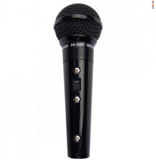 Microfone Profissional Com Fio Cardióide Preto Metálico Sm58B Leson