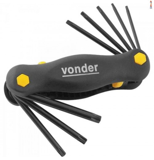 Jogo De Chaves T9 A T40 Torx 8 Preta/Amarela Vonder