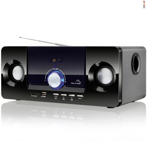Som Portátil Multilaser SP117 Entrada Auxiliar20W RMS USB, MP3, Bass
