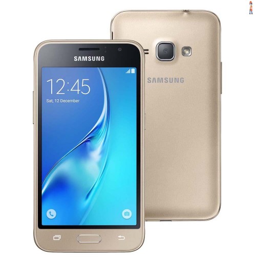 Smartphone Samsung Galaxy J1 2016 Duos Dourado com Dual chip, Tela 4.5", 3G, Câm.de 5MP e Frontal de 2MP, Android 5.1 e Processador Quad Core 1.2 GHz