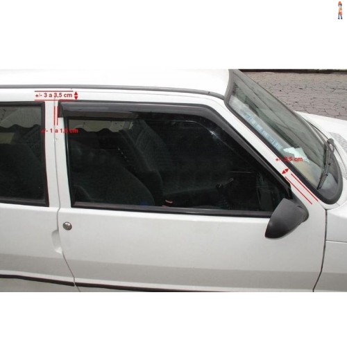 Calha de Chuva (Defletor) TGPoli p/ FIAT UNO/PREMIO/ELBA 85/11 E MILLE 12/13 2 Portas  - Cód: 24.009