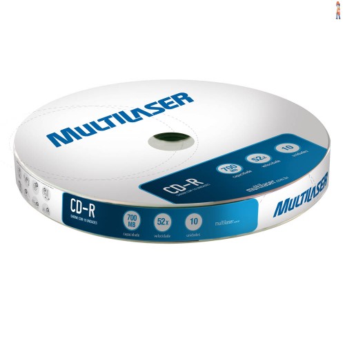 Midia Multilaser CD-R Vel. 52X - 10 Un. Shrink - CD027