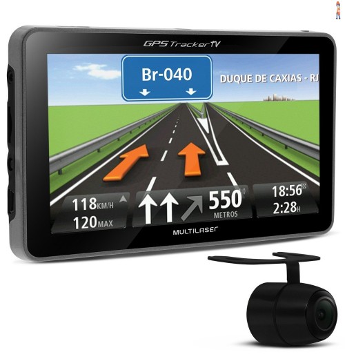 GPS Automotivo Multilaser Traker 4.3 Polegada TV Digital USB SD Câmera Ré GP015