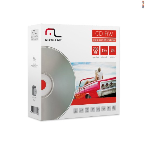 Midia CD-RW Vel. 12X - 25 Un. Envelope Impresso Em Caixa Multilaser CD053