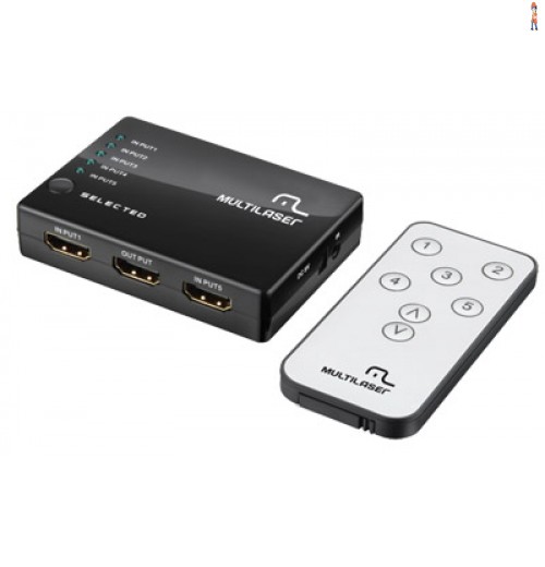 Switch HDMI com 5 portas Multilaser RE048 Full HD 3D 