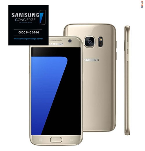 Smartphone Samsung Galaxy S7 Dourado com 32GB, Tela 5.1", Android 6.0, 4G, Câmera 12MP e Processador Octa-Core