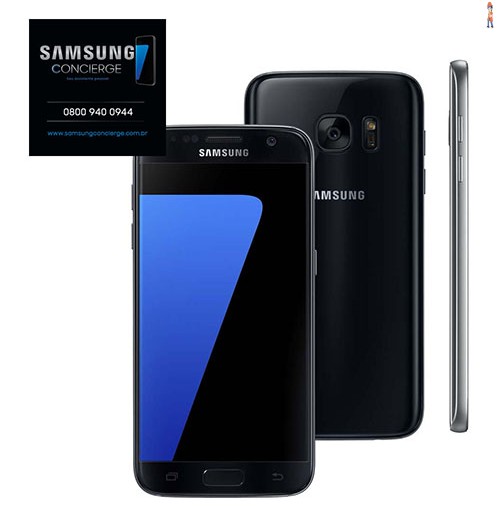 Smartphone Samsung Galaxy S7 Preto com 32GB, Tela 5.1", Android 6.0, 4G, Câmera 12MP e Processador Octa-Core