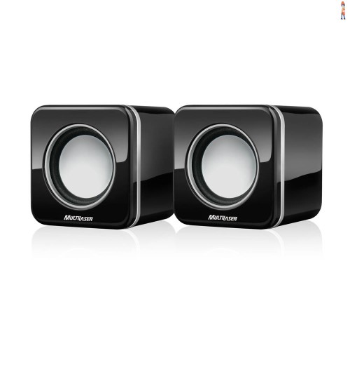 Caixa de Som Multilaser 2.0 4W RMS Mini Black Piano USB - SP089